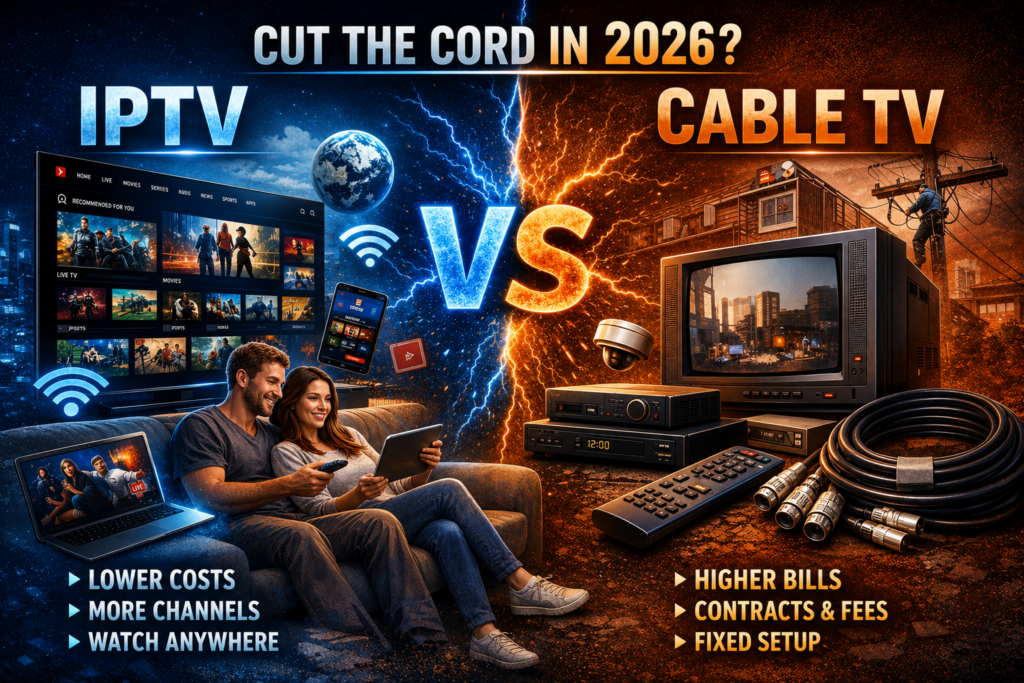 Layerseven TV vs traditional cable TV comparison showing cost, channels, and streaming flexibility differences in 2026.
